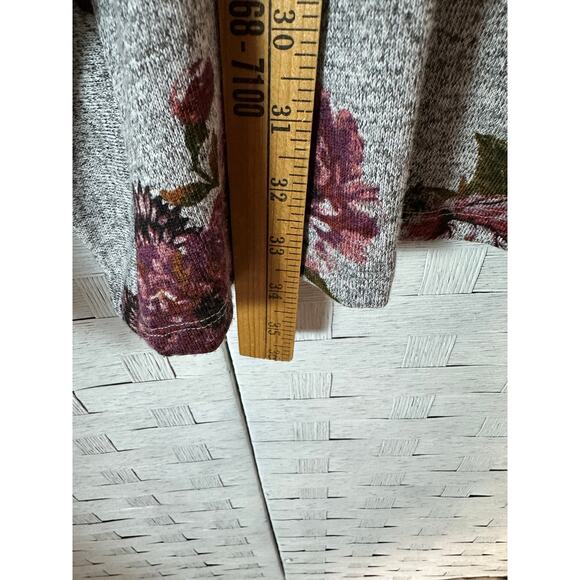 Downing studio women’s cardigan gray floral short sleeve bohemian plus size - Picture 7 of 8